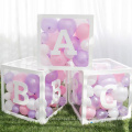 Babypartyballons Versorgung DIY AZ Briefballons Box Transparent Name Box Erste 1. Geburtstagsfeier Dekor Macaron Balloons Box